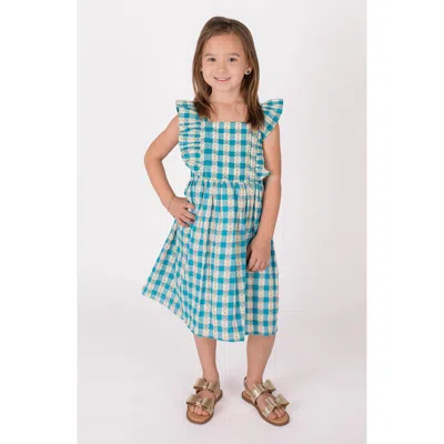POPATU POPATU FLORAL CHECK RUFFLE COTTON DRESS