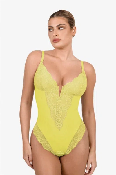 POPILUSH POPILUSH SHAPEWEAR LACE DEEP V-NECK SCULPTING THONG BODYSUIT