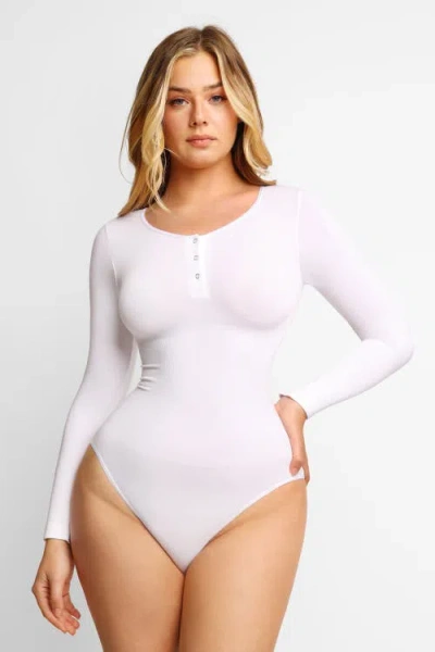 POPILUSH POPILUSH SHAPEWEAR SEAMLESS MODAL LONG SLEEVE HENLEY BODYSUIT