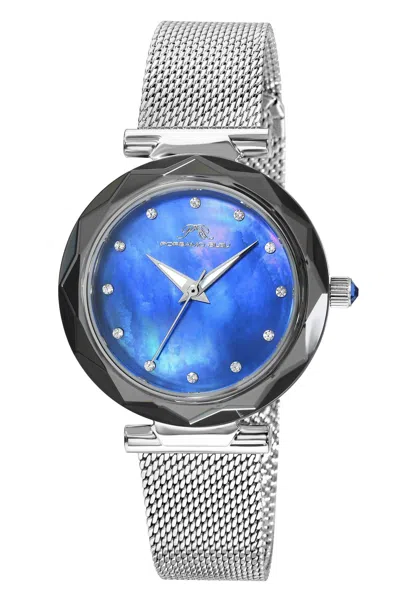 PORSAMO BLEU HAZEL STAINLESS STEEL SILVER TONE & BLUE WOMEN'S WATCH 1272AHAS