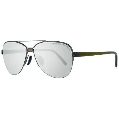 PORSCHE DESIGN PORSCHE DESIGN SUNGLASSES P8676 C 60MM - GUNMETAL/GREEN MIRRORED PILOT