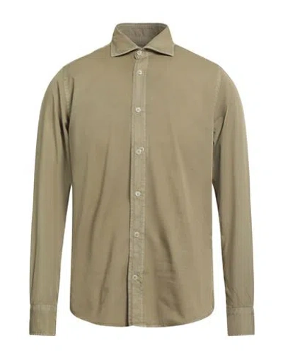 PORTOFIORI PORTOFIORI MAN SHIRT SAGE GREEN SIZE XXL COTTON