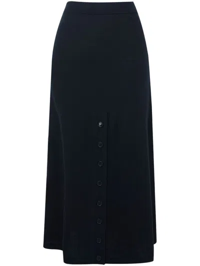 PORTS 1961 BUTTON PLACKET WOOL MIDI SKIRT