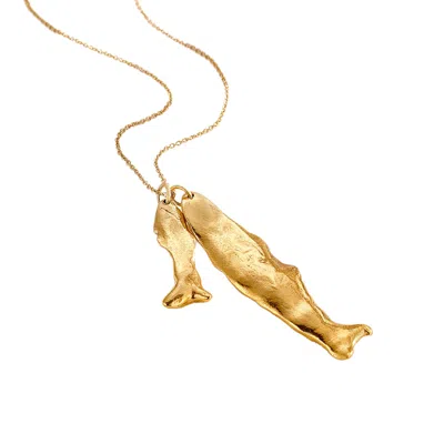 POSH TOTTY DESIGNS WOMEN'S BIG FISH LITTLE FISH GOLD FORTUNE PENDANT NECKLACE