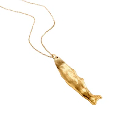POSH TOTTY DESIGNS WOMEN'S FORTUNE FISH LARGE GOLD PENDANT NECKLACE