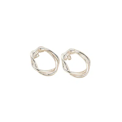POSH TOTTY DESIGNS WOMEN'S SILVER DELTA HOOP STUD EARRINGS