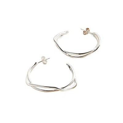 POSH TOTTY DESIGNS WOMEN'S SILVER DELTA LARGE OPEN HOOP EARRINGS