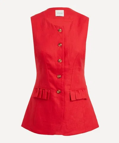 POSSE POSSE WOMEN'S MATILDA RED LINEN GILET