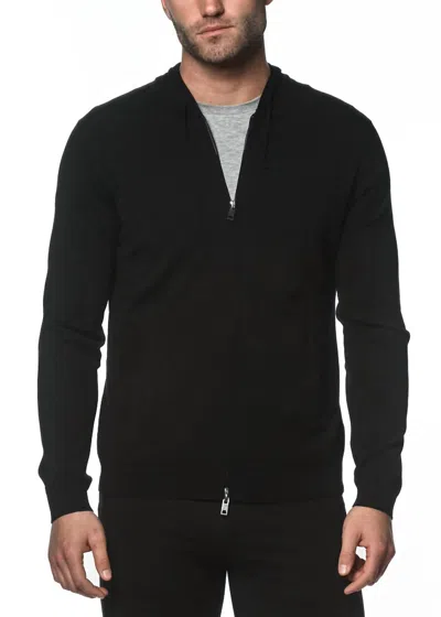 POSTMARC KNITTED ZIP HOODIE IN BLACK