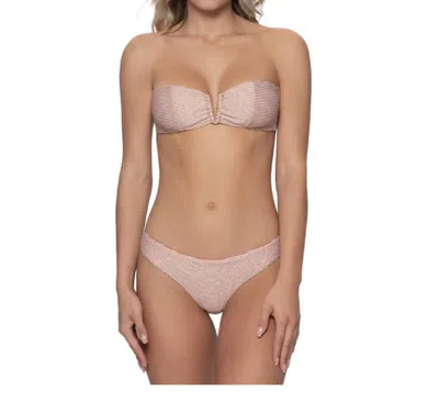 PQ SWIM APEROL STRIPE BASIC RUCHED TEENY BOTTOM IN ORANGE