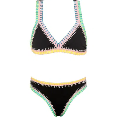 PQ SWIM PQ SWIM KIDS' EMBROIDERED TWO-PIECE SWIMSUIT