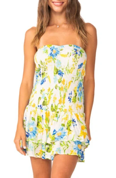 PQ SWIM PQ SWIM MARIE RUFFLE STRAPLESS COTTON COVER-UP SUNDRESS