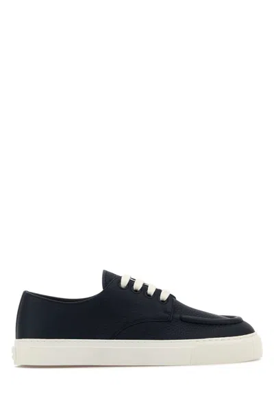 PRADA PRADA NAVY BLUE LEATHER SNEAKERS