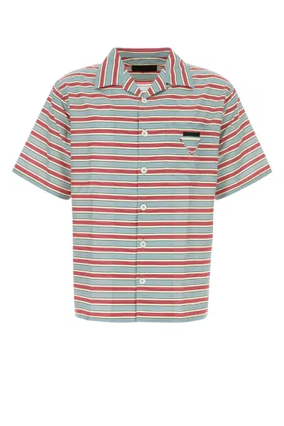 PRADA PRADA EMBROIDERED COTTON BLEND SHIRT