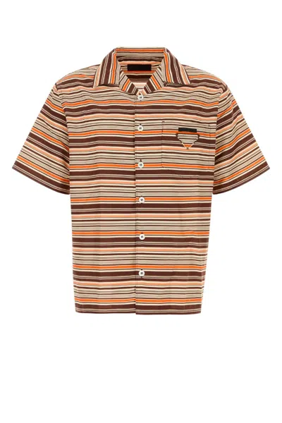 PRADA PRADA EMBROIDERED COTTON BLEND SHIRT