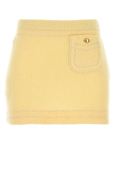 PRADA PRADA YELLOW CASHMERE MINI SKIRT