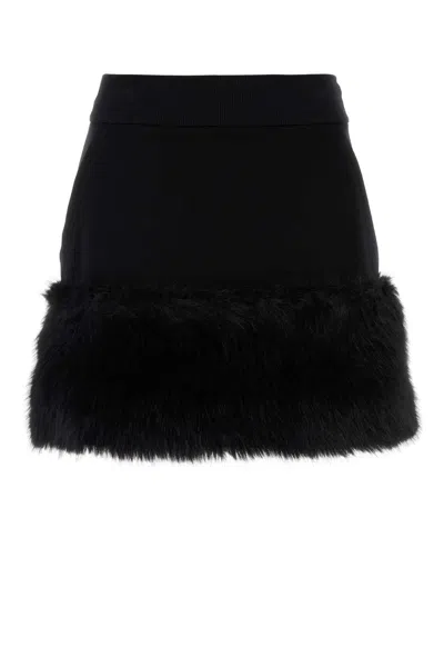 PRADA PRADA BLACK COTTON BLEND MINI SKIRT