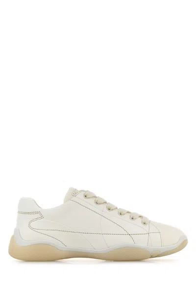 PRADA PRADA WHITE LEATHER SNEAKERS