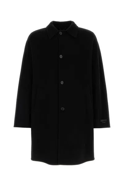 PRADA PRADA BLACK CASHMERE AND WOOL COAT