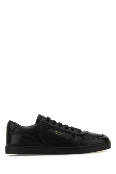 PRADA PRADA BLACK LEATHER SNEAKERS