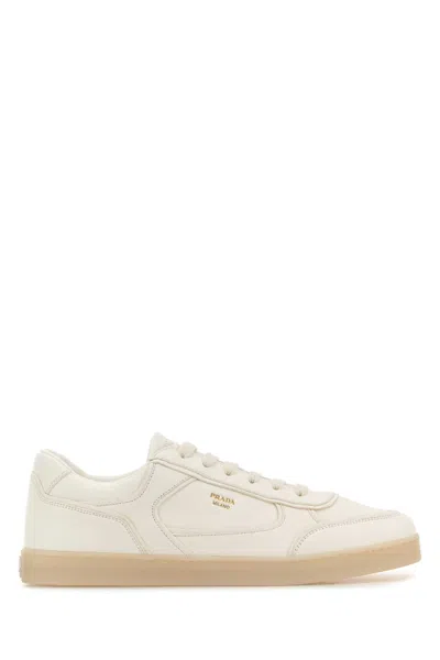PRADA PRADA WHITE LEATHER SNEAKERS