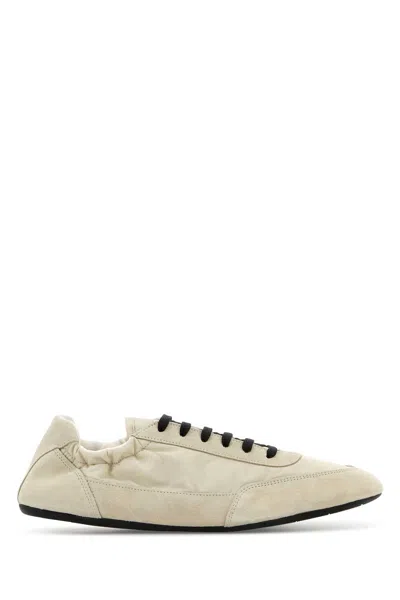 PRADA PRADA IVORY RE NYLON AND SUEDE COLLAPSE SNEAKERS