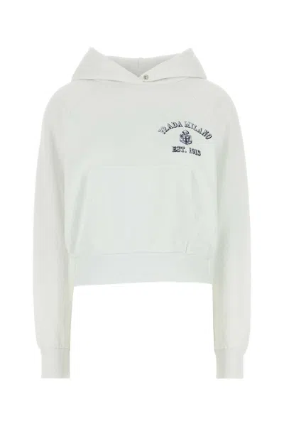 PRADA PRADA WHITE COTTON SWEATSHIRT