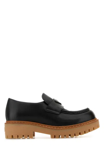 PRADA PRADA BLACK LEATHER LOAFERS