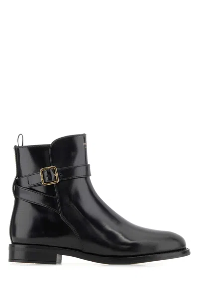 PRADA PRADA BLACK LEATHER ANKLE BOOTS
