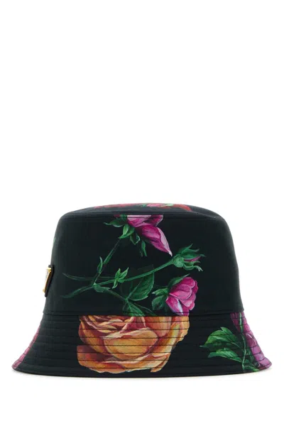 PRADA PRADA PRINTED COTTON BUCKET HAT