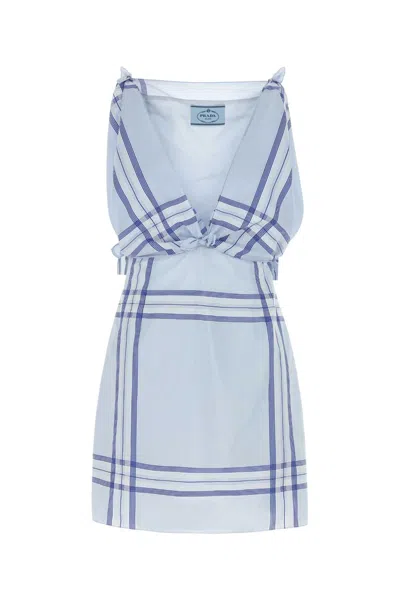 PRADA PRADA EMBROIDERED COTTON MINI DRES
