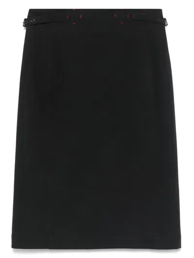 PRADA 1990S GABARDINE-WEAVE MIDI SKIRT