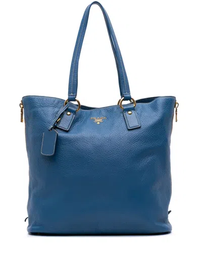 PRADA 2000-2025 VITELLO DAINO SIDE ZIP SHOPPER TOTE BAG