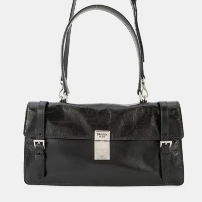 PRADA 2025SS 2WAY SHOULDER BAG BLACK LEATHER SIZE MEDIUM