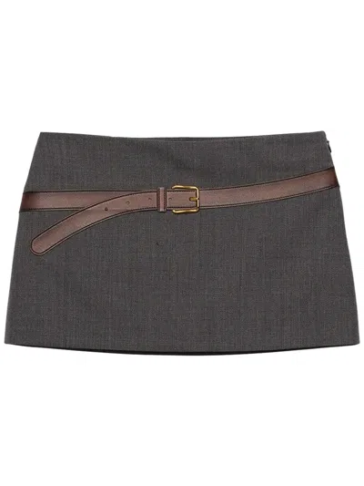 PRADA 3D PRINTED-BELT MINI SKIRT