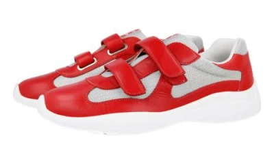 PRADA AUTH PRADA AMERICAS CUP SNEAKERS SHOES 4O3305 RED LEATHER