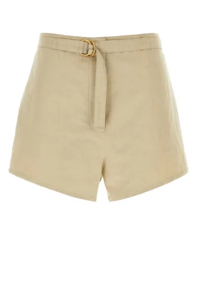 PRADA WOMEN BEIGE COTTON BLEND SHORTS, 24 LUXURY SHORTS FOR WOMEN DARVEYS