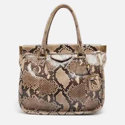 PRADA BEIGE PYTHON FRAME TOTE