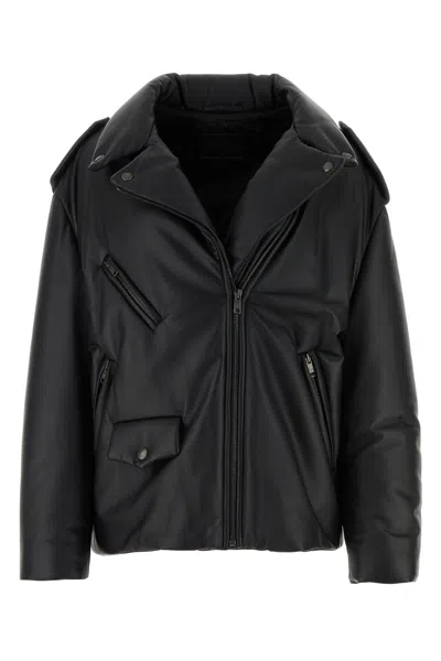 PRADA BLACK NAPPA LEATHER PADDED JACKET