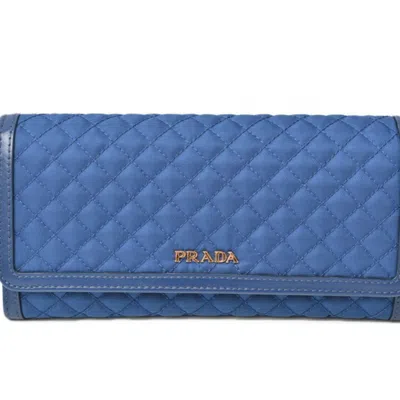 PRADA BLUE BLUETTE LONG WALLET (BI-FOLD) (PRE-OWNED)