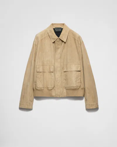 PRADA BOMBERJACKE AUS WILDLEDER UND BAUMWOLLE