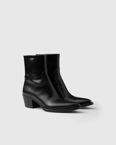 PRADA STIEFELETTEN AUS GEBÜRSTETEM LEDER