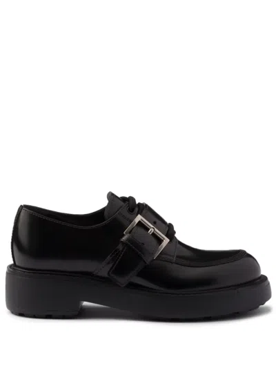 PRADA BRUSHED LEATHER LACE-UP SHOES