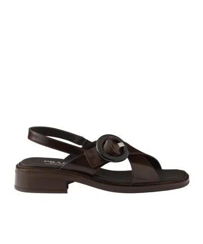 PRADA PRADA LOGO-PRINTED SLINGBACK SANDALS