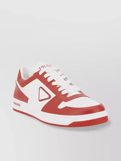 PRADA CALFSKIN CITY SNEAKERS PERFORATED TOE