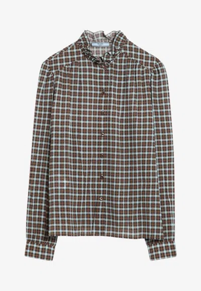 PRADA CHECK-PATTERNED BUTTONED SHIRT