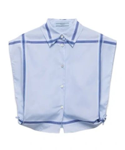 PRADA CHECKED CROPPED COTTON SHIRT