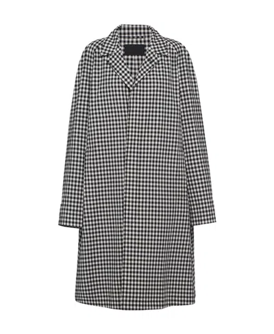 PRADA PRADA CHECK PATTERN BELTED COAT
