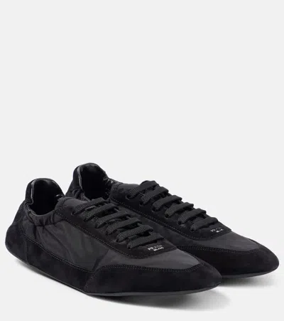 PRADA COLLAPSE RE-NYLON SUEDE-TRIMMED SNEAKERS