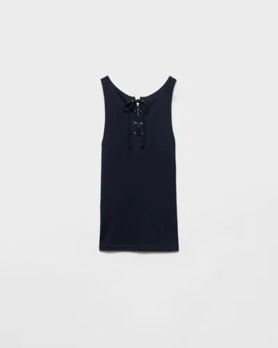 PRADA COTTON TANK TOP WITH LACES